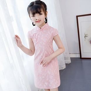New Kidsren's Cheongsam Women's Skirt Baby Little Girl Kidsren's Clothing Girls Dress 2023 Summer Chinese Style Pure Cotton