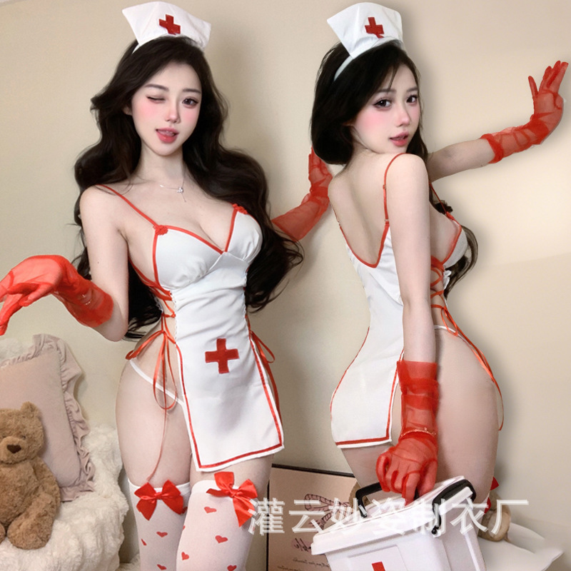 Sansheng Yin Sexy Lingerie Love Nurse Suit Naked Back Uniform Sweetheart Pure Desire Temptation Role Play 2884