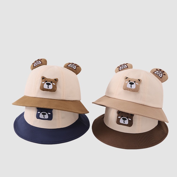 Sombrero de bebé primavera y otoño oso pequeño sombrero de pescador lindo niño niñas sombrero de sol bebé versátil sombrero de sol verano delgado