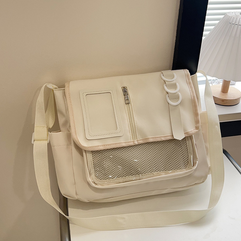 Bolso de tela de nailon japonés, diseño de estilo universitario, bolso de hombro de costura informal, bolso de dolor transparente ligero, bolso de mensajero, marea