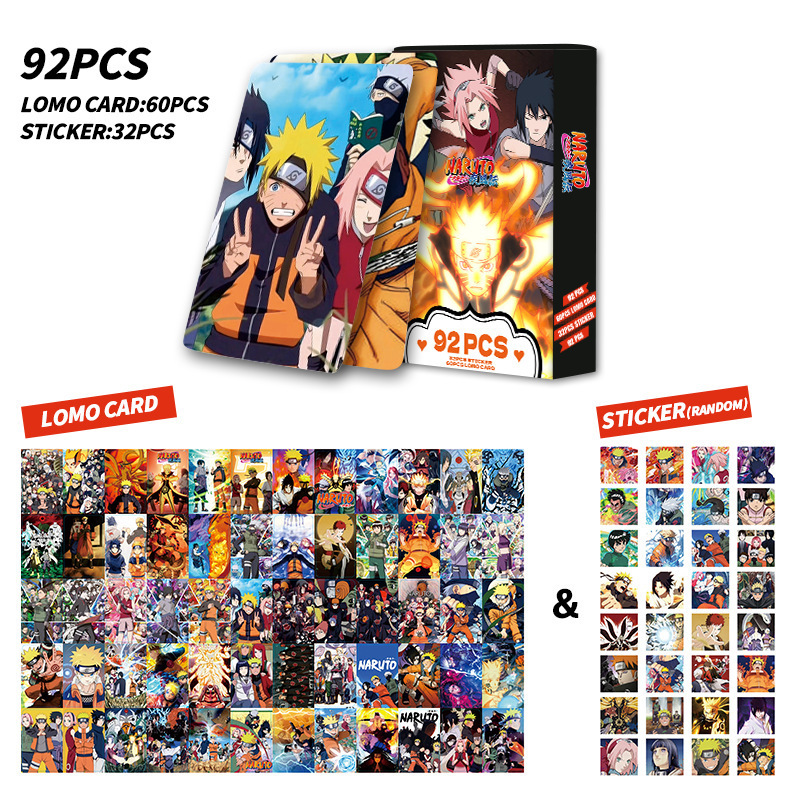 92PCS写真カード火影両面小カードLOMOカードアニメ周辺グリーティングカードシールケース収集カード|undefined