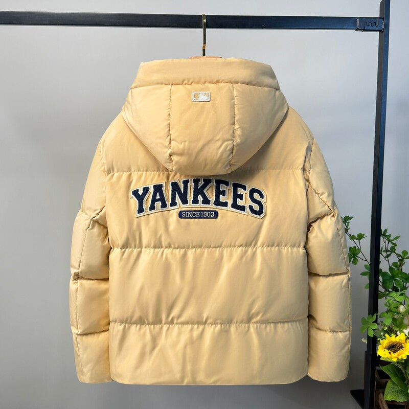 2024冬季MLB潮牌后背字母休闲时尚男女同款加厚连帽羽绒服外套|undefined
