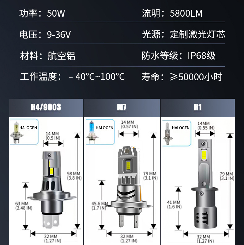 Cross-border new car led headlight in-line H7 H11 9005 super bright 1:1 non-destructive installation H4 far and near light
