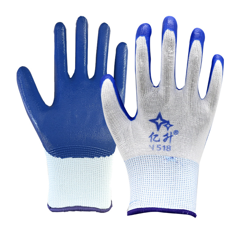 Yisheng nitrilo fino de goma colgando guantes resistentes al aceite antideslizante inmersión resistente al desgaste sitio de construcción de trabajo fábrica de protección al por mayor pelo recto