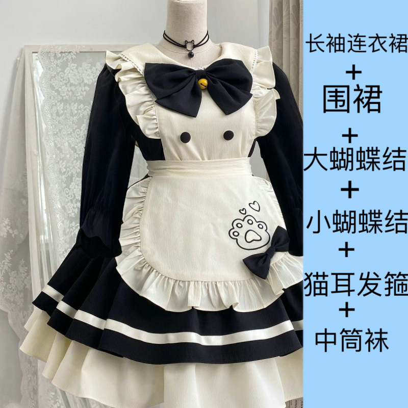 猫レストランかわいいopショートメイドロリータドレスエプロン日本ロリータ甘い女の子新しいスタイル|undefined