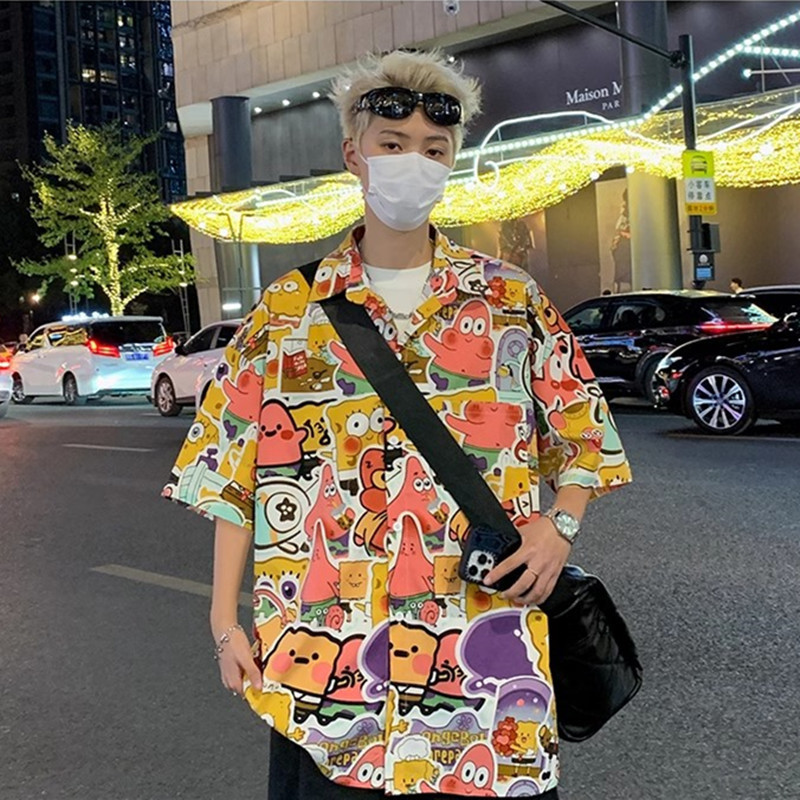 Floral Shirts for Men and Women, Summer Korean Style Ins Loose Fit Student Plus Size Retro Hong Kong Style Hawaiian Short-Sleeve Shirts Floral Shirts for Men and Women, Summer Korean Style Ins Loose Fit Student Plus Size Retro Hong Kong Style Hawaiian Short-Sleeve Shirts