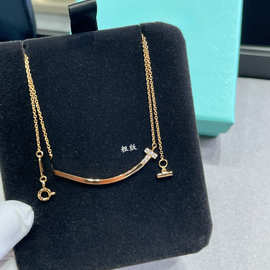 v金高版本微笑满钻项链精工厚镀18K玫瑰金笑脸光面项链厂家直销