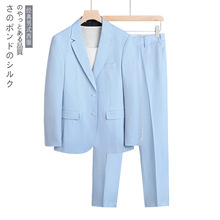 新款男士西服套装纯色休闲大码西装二件套时尚新郎结婚礼服潮批发