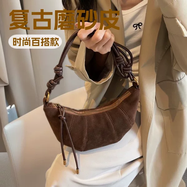 Matte Retro Small Bag for Women 2025 Fashion New Dumpling Bag Versatile Textured Shoulder Bag Commuter Crossbody Small Bag