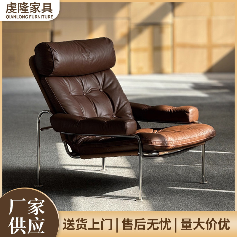 Sofá de cuero único estilo medieval silla de rom italiano silla de relajación de piel de cera de aceite sala de estar simple sofá personalizado