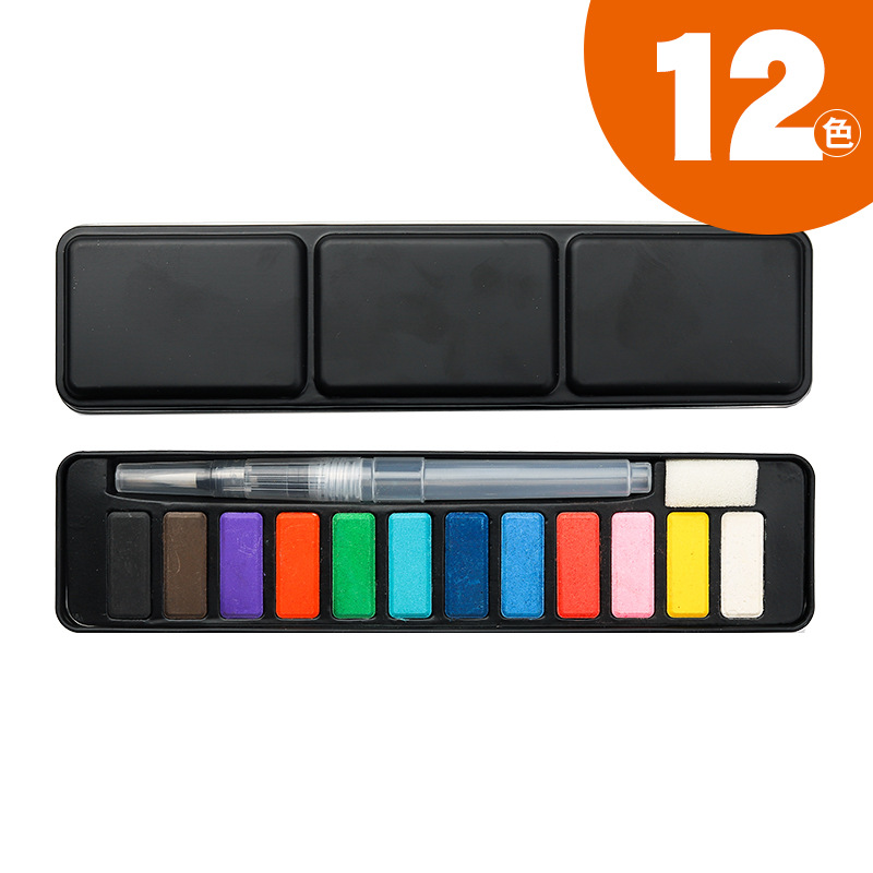 Pintura de acuarela sólida portátil traje caja de hierro suministros de arte pintado a mano pintura infantil pigmento en polvo transfronterizo