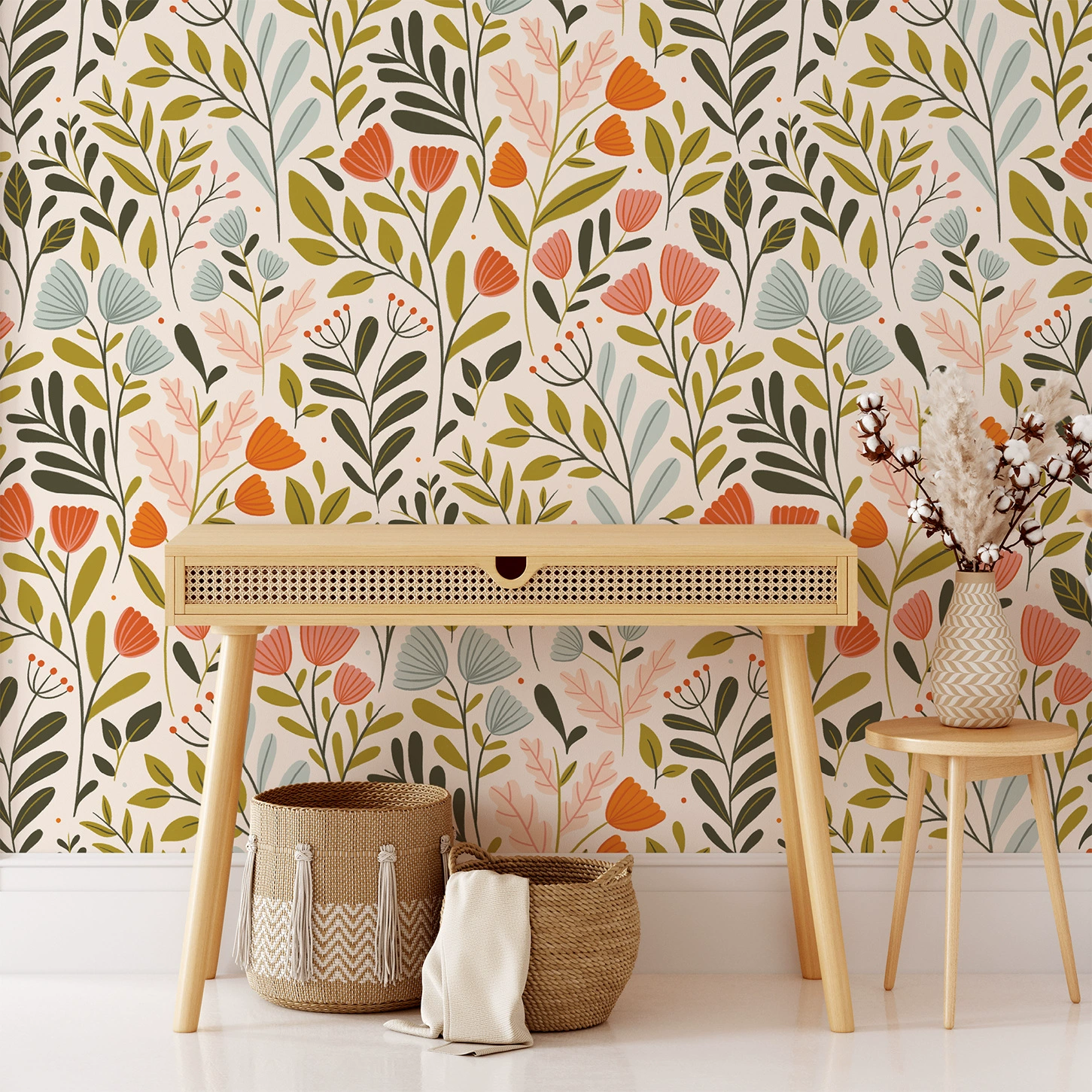 Оригинальный дизайн, авторизованные ретро богемные ботанические сады, самоклеящиеся обои, водонепроницаемые обои с дикими цветами и растениями