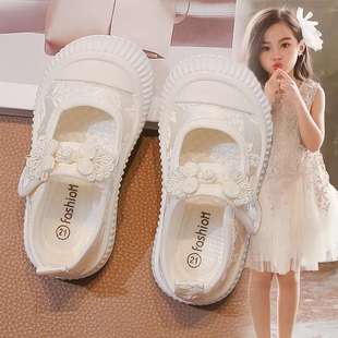 Girls Cloth Shoes 2025 Summer Style White Bow Little Girl Square Mouth Shoes Non-Slip Soft Bottom Baby Kindergarten Shoes