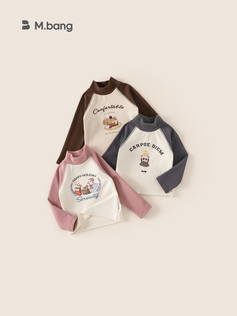 Youbao Ropa Infantil para Niñas, Camiseta de Manga Raglán con Cuello Redondo, Invierno, Nuevo Estampado de Dibujos Animados de Wuxing, Top de Invierno para Niña Pequeña