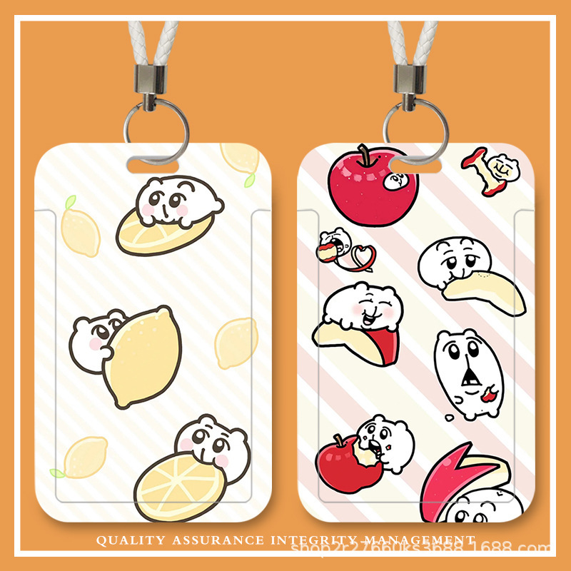 Qimi Egg Cute Card Holder Campus Card Student Meal Card Id Card Access Control Elevator Card Bus Card Keychain Pendant