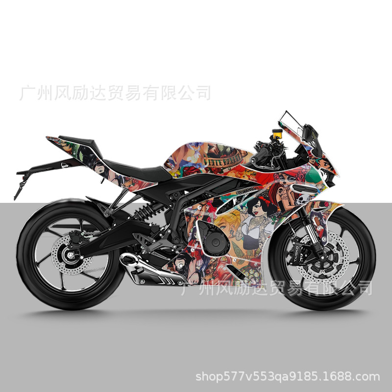 Car Personalized Graffiti Cartoon Animation Car Film Color Changing Self-Adhesive Sticker Electric Motorcycle Modified Car Color Changing Film