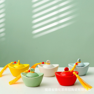 Ceramic mini tea jar ingot storage jar portable small medicine jar small size fragrant powder medicine powder ointment pill sub-bottle