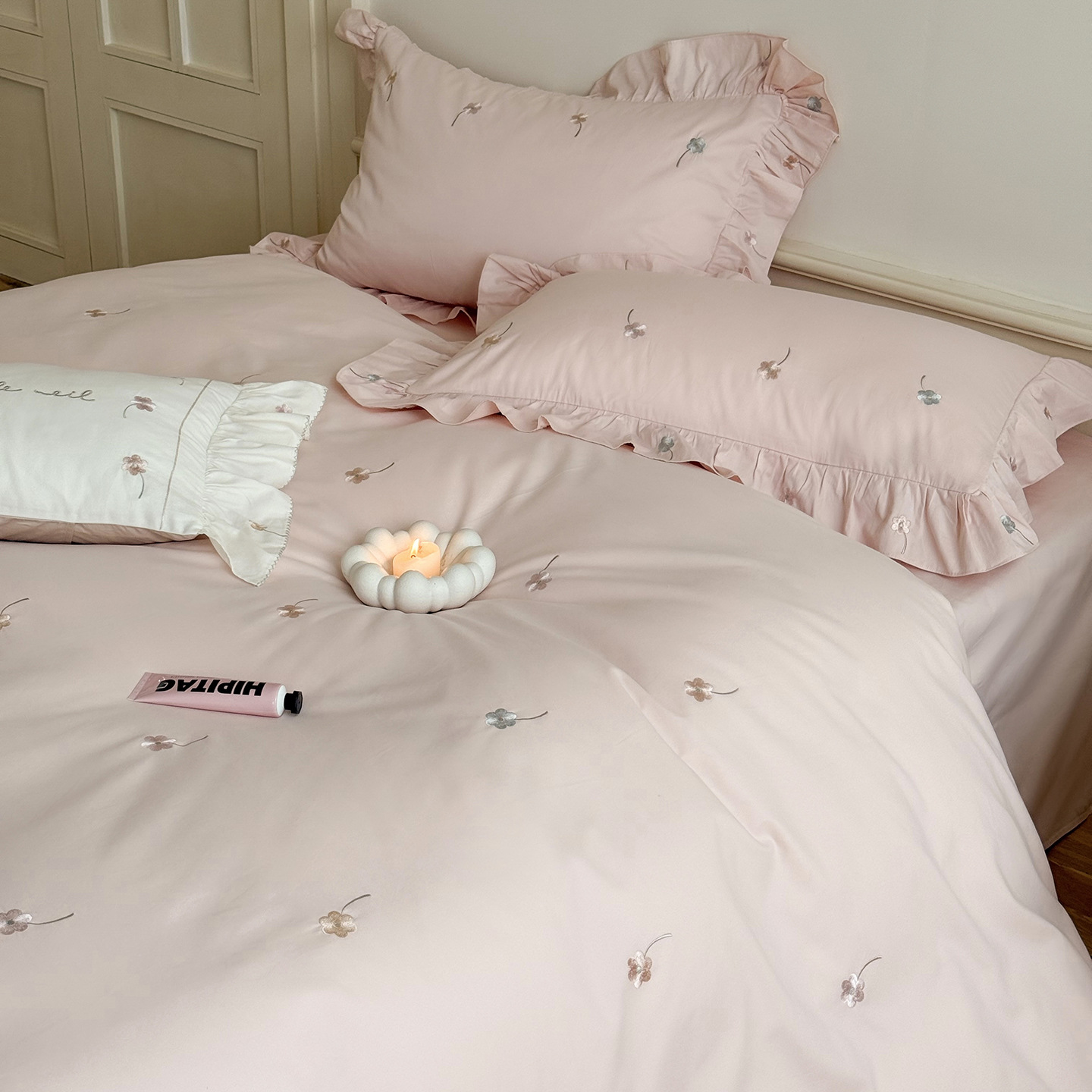 Francia ~ 100 piezas de cuatro piezas de encaje de algodón bordado otoño-invierno cama cama cama desnuda cama cama cama