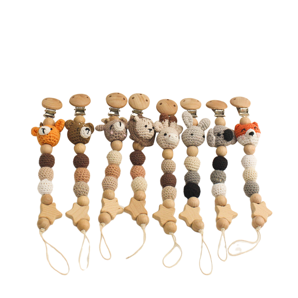 Nuevos animales de dibujos animados diy cadena de tetina de látex para bebés acariciar clip de tetina de goma