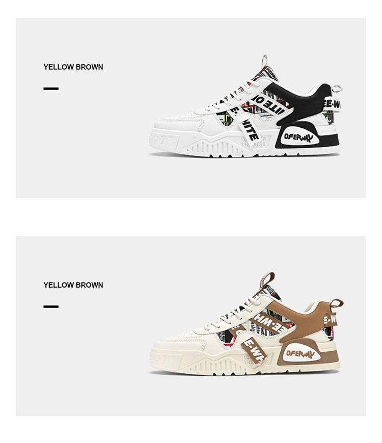 Giày thể thao nam màu trắng thoáng khí đế dày phong cách Hàn, giày sneaker đa năng thắt dây — E161 trắng đen, Màu Kaki E161 chi tiết 5