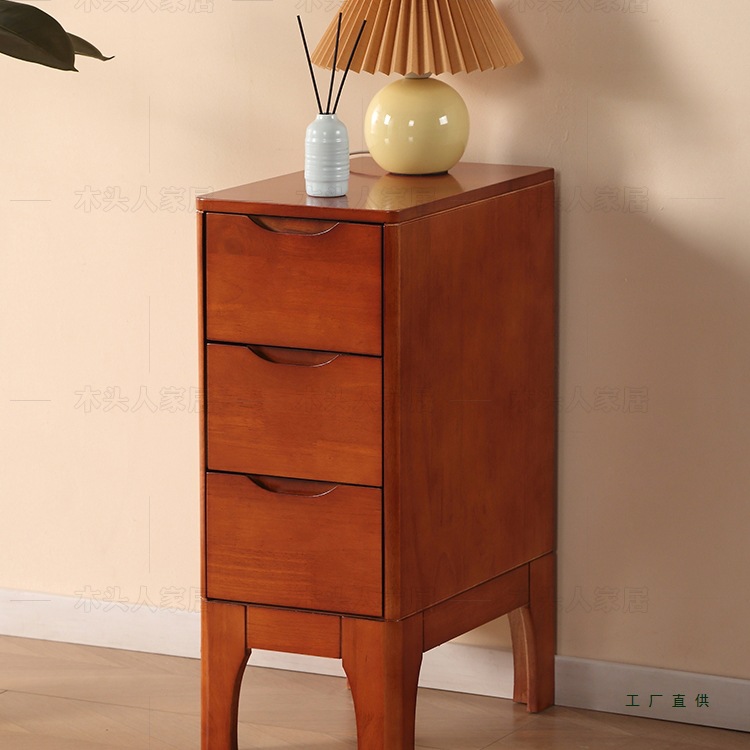 Solid Wood Bedside Table Nordic Simple Bedroom Storage Bedside Ultra-Narrow Cabinet Mini Small Apartment Small Bedside Table