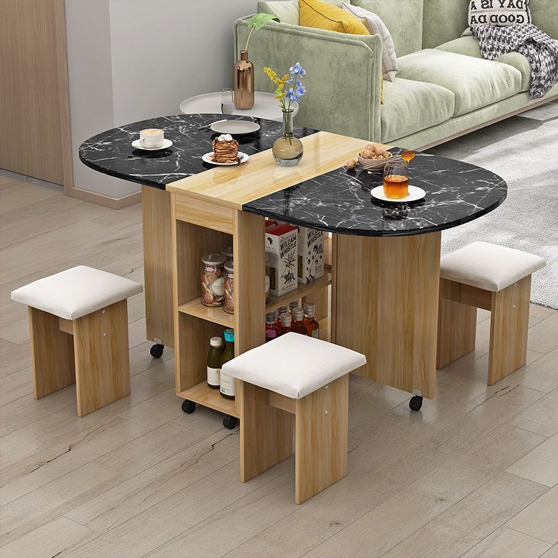 Mesa de comedor plegable doméstica móvil retráctil rectangular simple mesas y sillas multifuncionales de tipo pequeño mesas de comedor combinadas