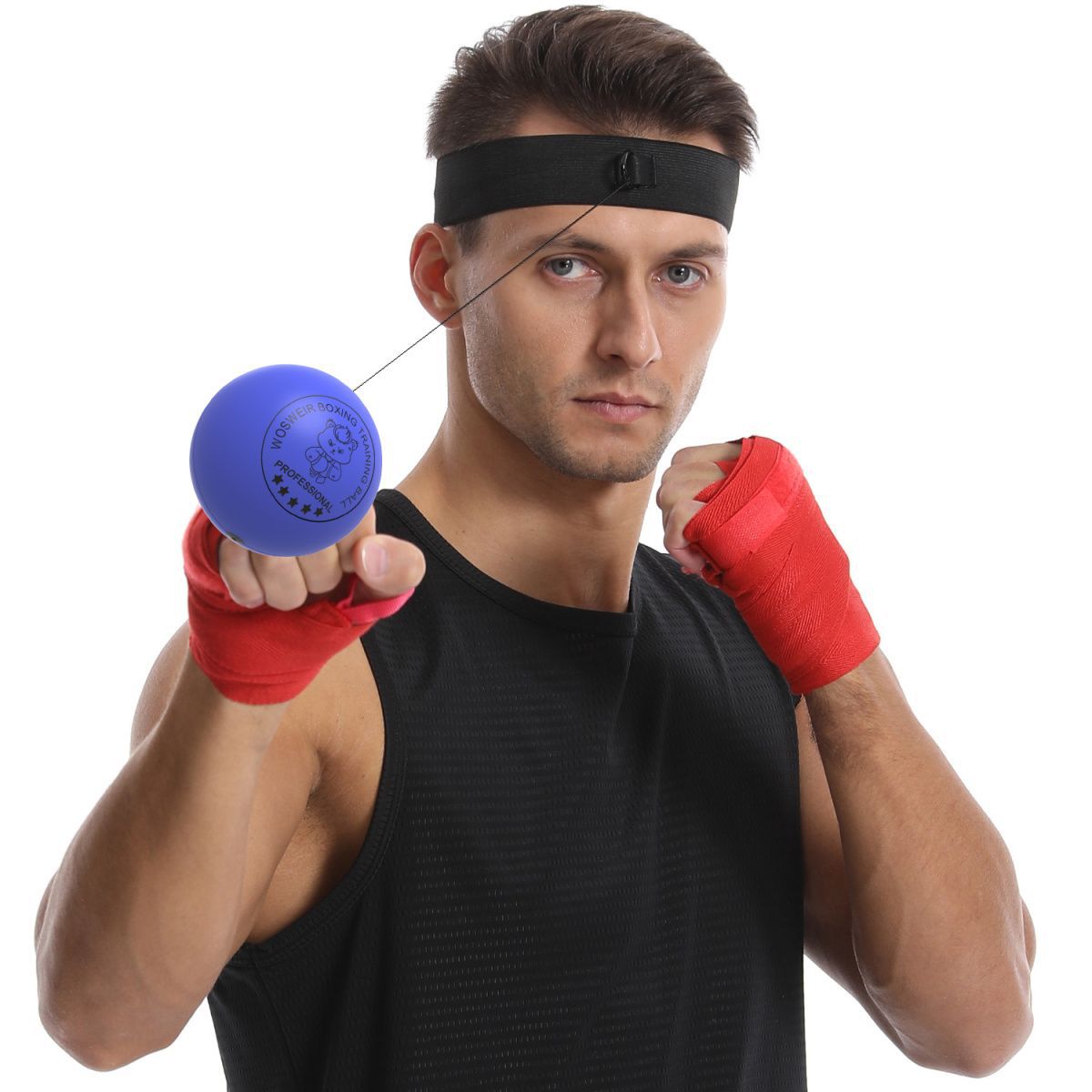 Kopfmontierter Box-Schnellreaktionsball für Heimtraining, Kampfball für Kinder, Stressabbau, glatter PU-Schaum_voghion.com