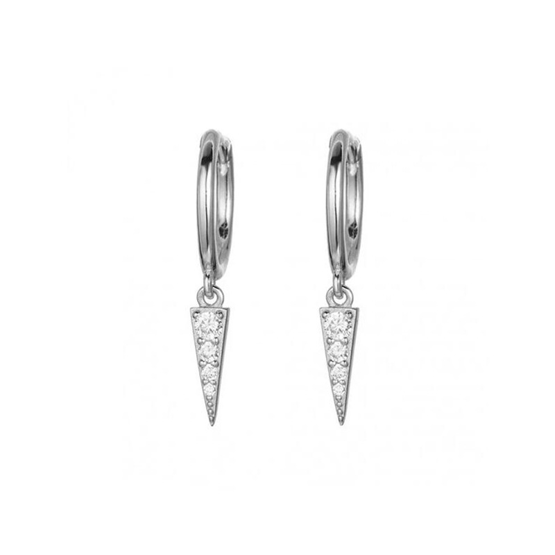 S925 Silver Needle Diamond-studded Pointed Cone Triangle Earrings display picture 5