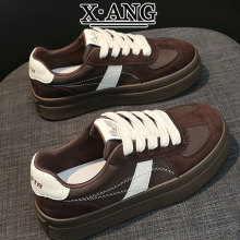 真皮美拉德棕色德训鞋子女鞋2025新款秋冬季鞋子女休闲运动鞋板鞋