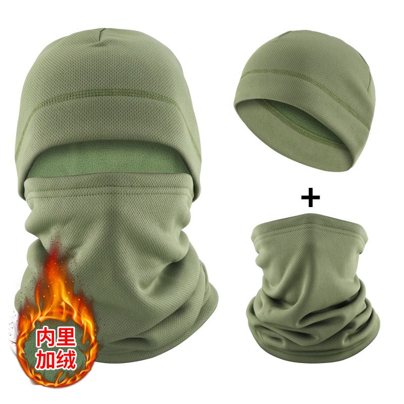 Invierno más chaqueta de terciopelo, sombrero frío, abrigo, cuello, sombrero de protector de orejas para ciclismo al aire libre, sombrero de cuello a prueba de viento, sombrero transfronterizo