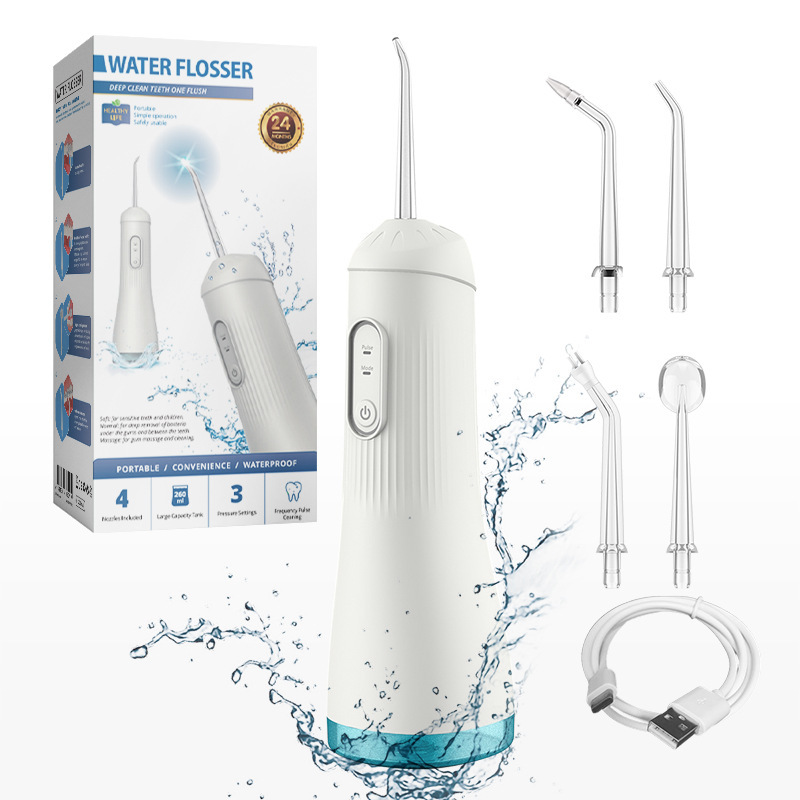 Professional High-Frequency Water Flosser & Oral Irrigator – IPX7 Waterproof, 5 Nozzles, 4 Modes For Deep Teeth Cleaning_voghion.com