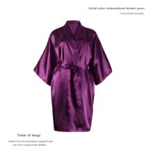 欧美大码冰丝睡袍仿真丝色丁和服纯色薄款开衫浴袍夏性感短款批发