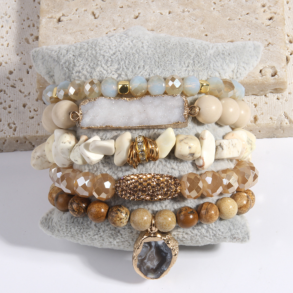113g Weight Natural Stone Pendant Material Bracelets Classification Natural Stone Chain Material Beaded Chain Chain Type 1 Piece Quantity Holiday, Tea Party Occasion natural stone Material Geometric Pattern Women's Gender Vacation Style Vacation Geometric Natural Stone Beaded Chain Bracelets In Bulk 9