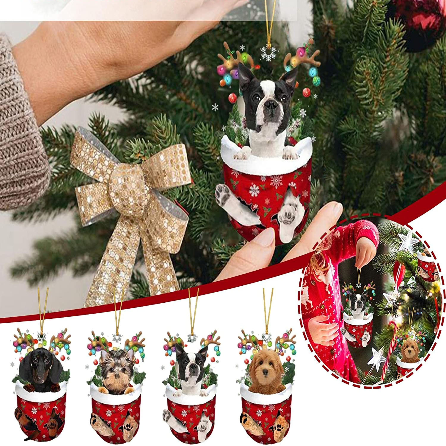 16g Weight Hanging Ornaments Event & Party Supplies 1 Piece Quantity Party Occasion Arylic Material Christmas Festival Dog Pattern Fashion Style Christmas Fashion Dog Arylic Party Hanging Ornaments