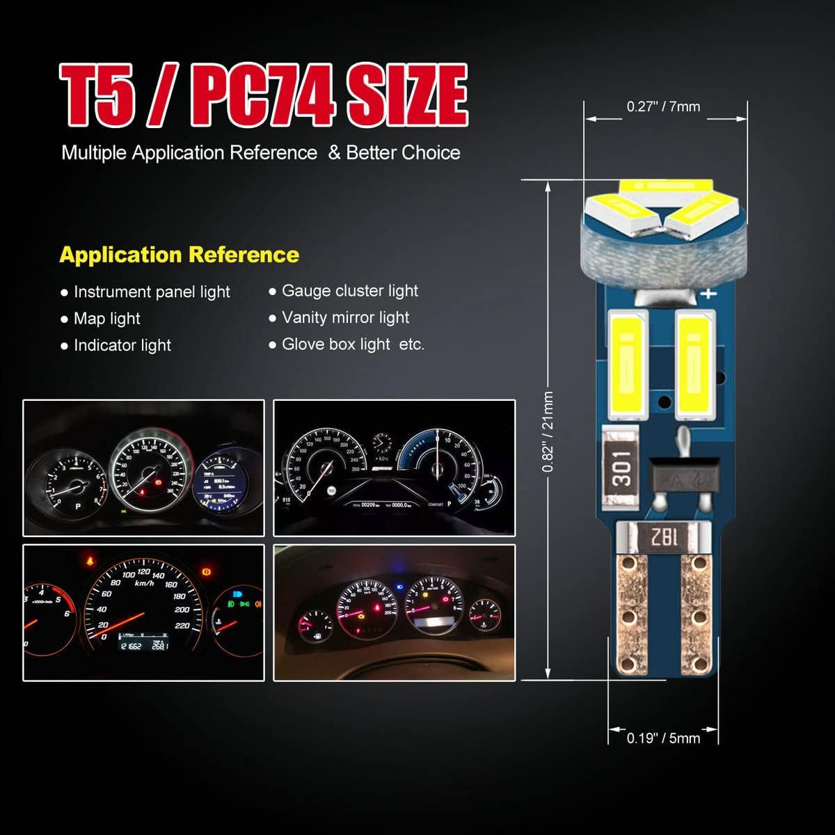 Luz de instrumentos LED de automóvil brillante T5 4014 7SMD LED indicador T5 panel de instrumentos base de banda de luz 10 image 4