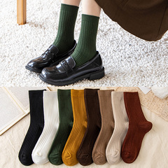 Autumn/Winter Wool Socks for Women, Student Warm Thigh Socks, Cold-Resistant, Soft, Japanese Style Mid-Calf Thick Wool Socks