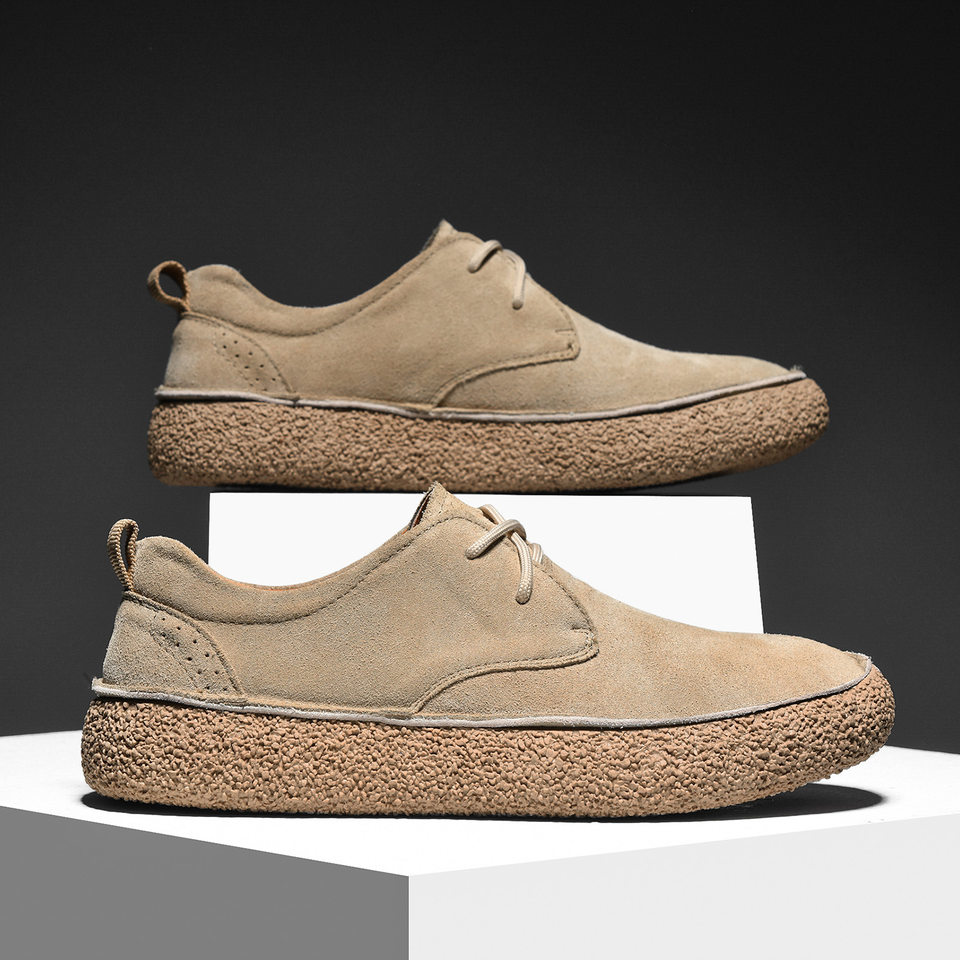 Giày sneaker nam cổ thấp da lộn phối lưới, đế dày — 2307 ren màu xám, 2307 ren nâu, 2307 ren đen, ren 2307m màu