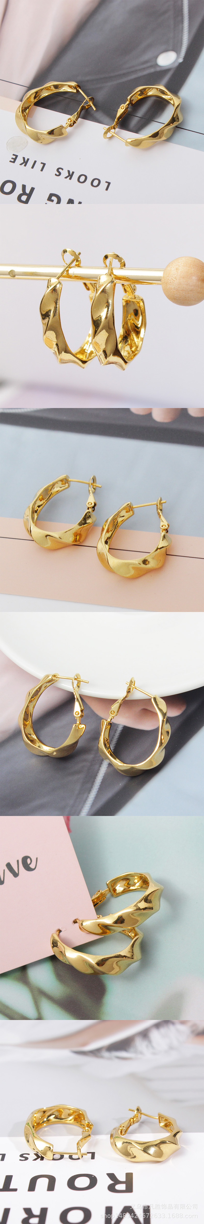 欧美外贸新款18K镀金气质女士耳环批发速卖通