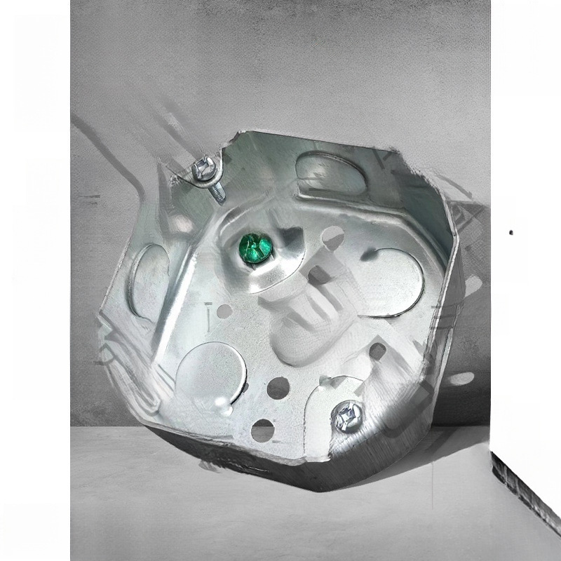 八角接线盒美规镀锌底盒开关插座灯盒金属分线盒孔