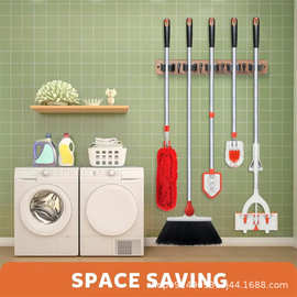 壁挂式木质扫帚架挂钩收纳架洗衣房收纳架壁挂收纳家庭置物架