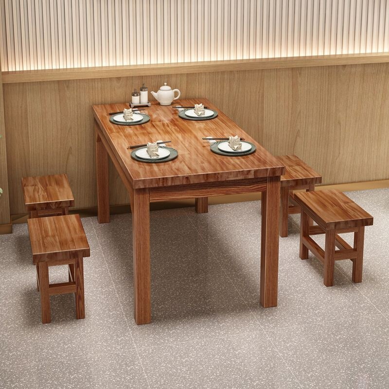 Solid wood dining table, hot pot restaurant tables and chairs, commercial dining tables and chairs, fast food restaurant dining tables, carbonized dining tables Solid wood dining table, hot pot restaurant tables and chairs, commercial dining tables and chairs, fast food restaurant dining tables, carbonized dining tables