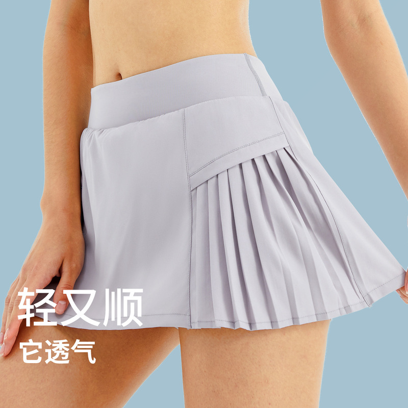 Sports fitness shorts women's summer anti-exposure outdoor quick-drying culottes running exercise breathable fitness short skirt tennis skirt