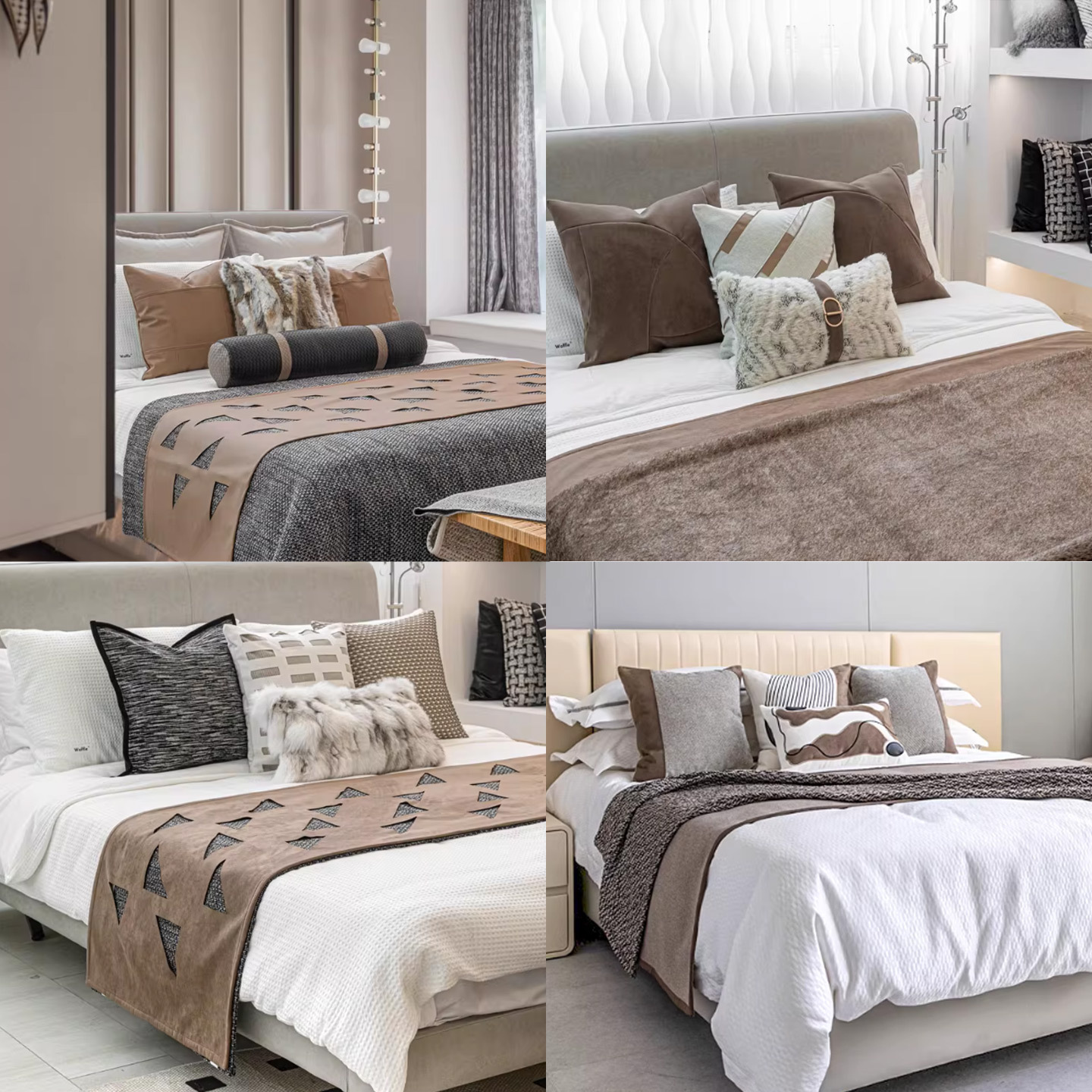 Beige Brown series bedding soft multi-piece set modern light luxury hotel model room B & B blanket bed towel cushion