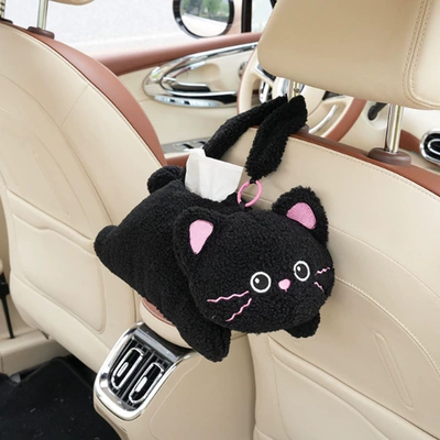 Car tissue box/set pet car-mounted tissue box, cartoon - ly-lamb-wool-hanging-ornament-black-kitten