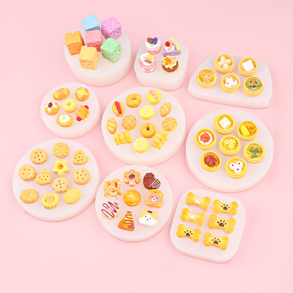 Mini galletas de hueso, pastel pequeño, molde de plástico de piedra, yeso de bricolaje, vapor de queso, adornos de chocolate, molde de silicona