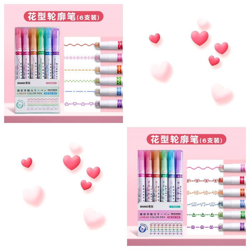 花型輪郭ペン、カーブペン、メモを取るためのカラーペン、手書き新聞専用手帳ペン、学生用スクライビングペン、速乾性|undefined