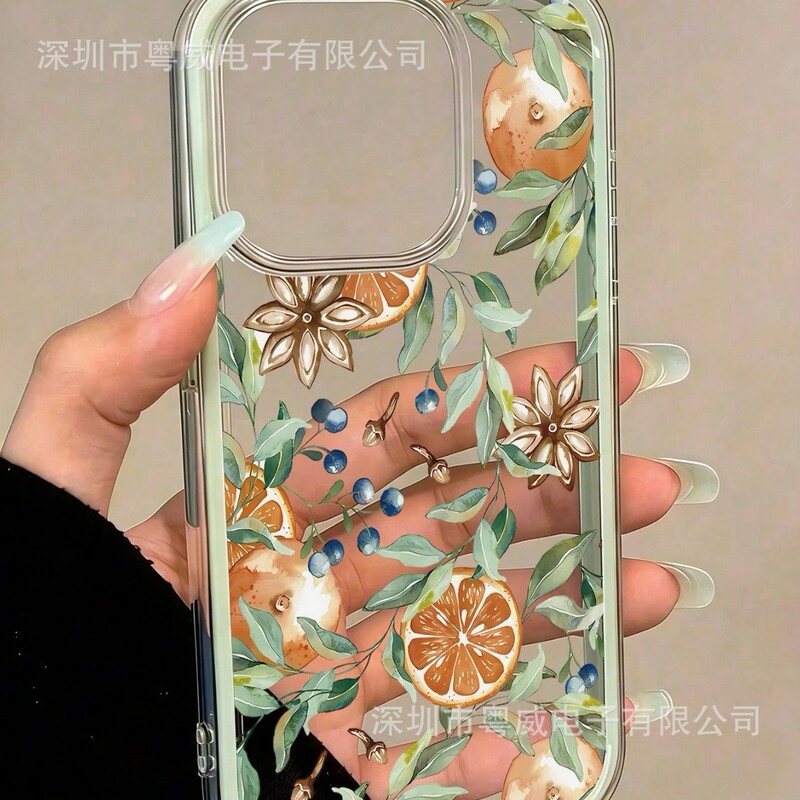 Spring Hand-Painted Floral Design Suitable for iPhone 17Pm Phone Case, Solid Color Frame, Two-In-One, Transparent for 16, Cross-Border for 15, New for 14 Spring Hand-Painted Floral Design Suitable for iPhone 17Pm Phone Case, Solid Color Frame, Two-In-One, Transparent for 16, Cross-Border for 15, New for 14