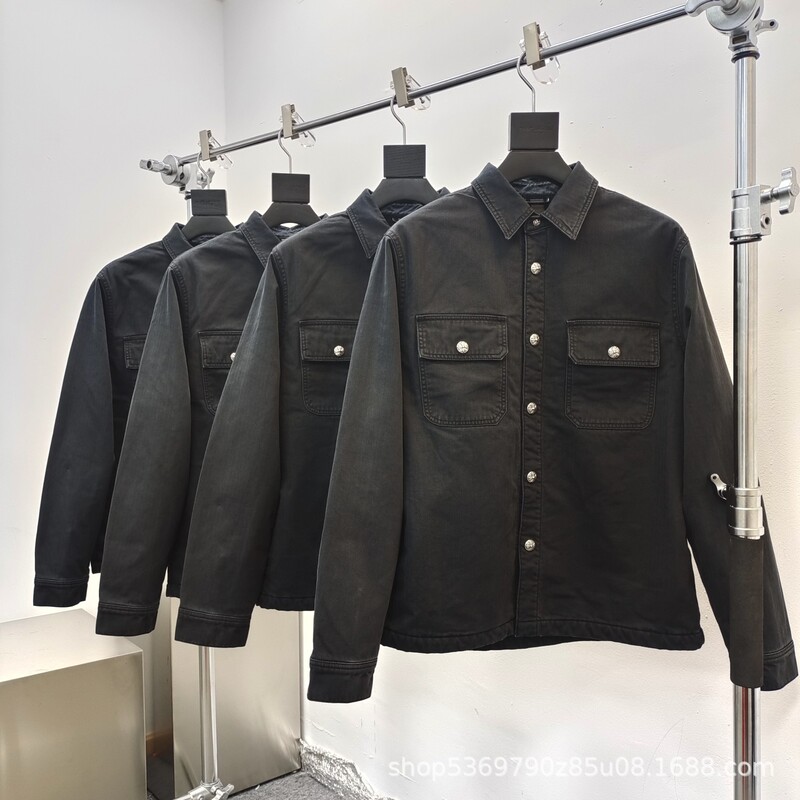 Crochrome HEARTS WORKDOG Herringbone Jacket Beautiful Trendy High Wash Water Old Cotton Jacket