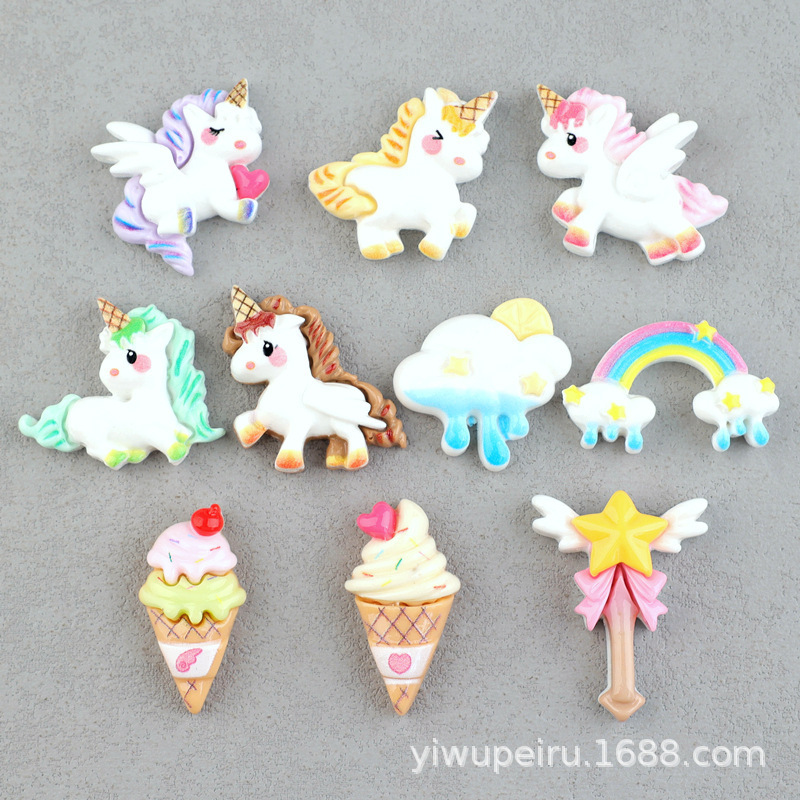 DIY Rainbow Unicorn Shoe Charms with Hole-Punched Cream Glue, Resin Accessories, Cloud Patches Wholesale DIY Rainbow Unicorn Shoe Charms with Hole-Punched Cream Glue, Resin Accessories, Cloud Patches Wholesale