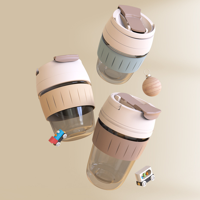 iMeBoBo玻璃水杯女带吸管简约可爱便携泡茶大容量咖啡杯子ing风男